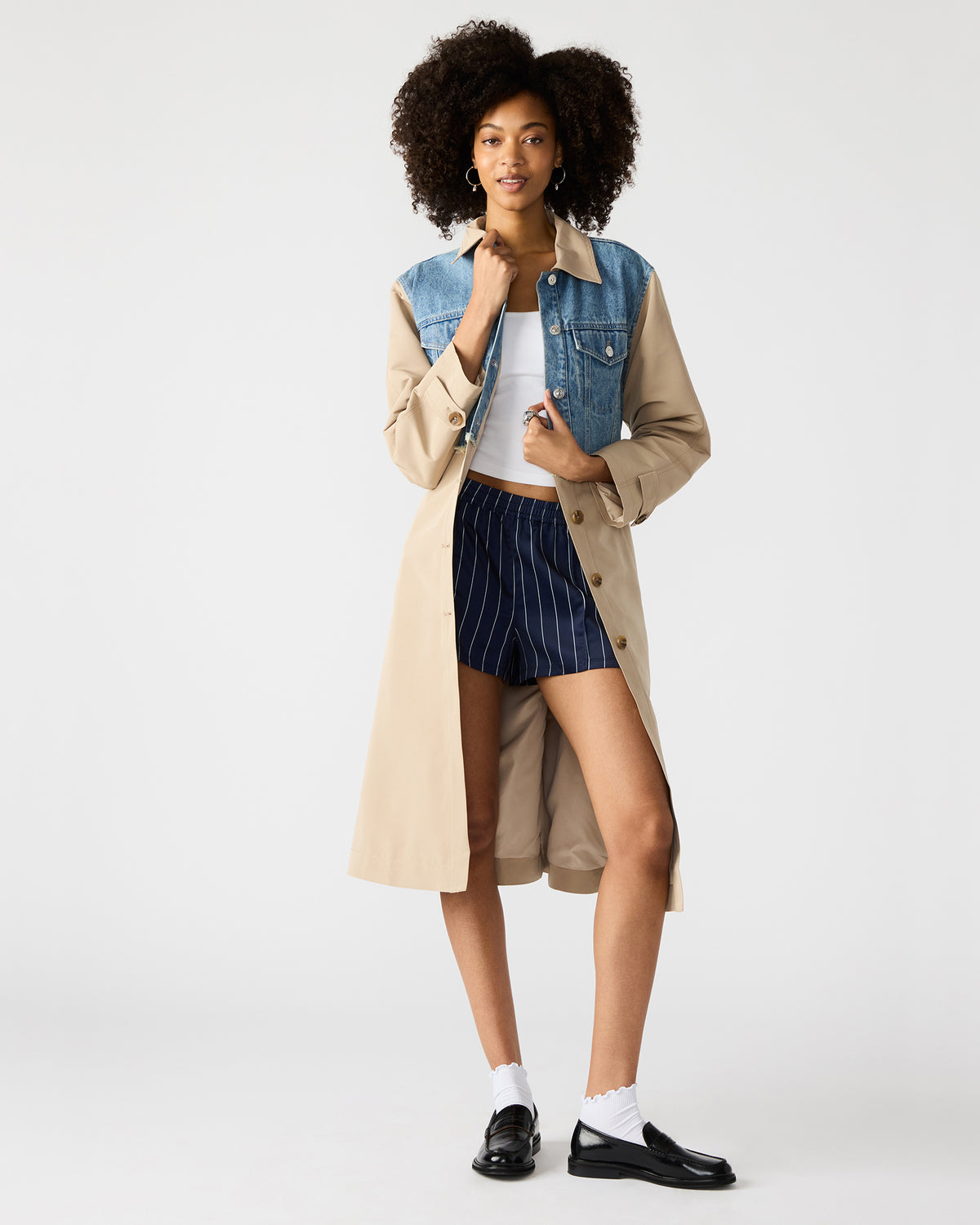 SORAYA Denim Multi Women's Long-Sleeved Button-Up Coat | Steve Madden
