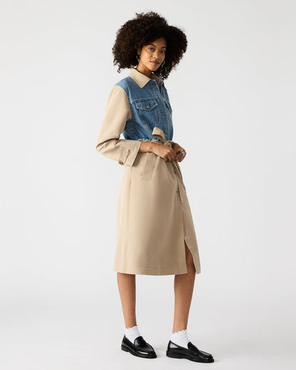 SORAYA Denim Multi Women's Long-Sleeved Button-Up Coat | Steve Madden