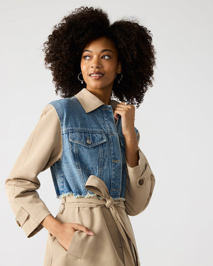 SORAYA Denim Multi Women's Long-Sleeved Button-Up Coat | Steve Madden