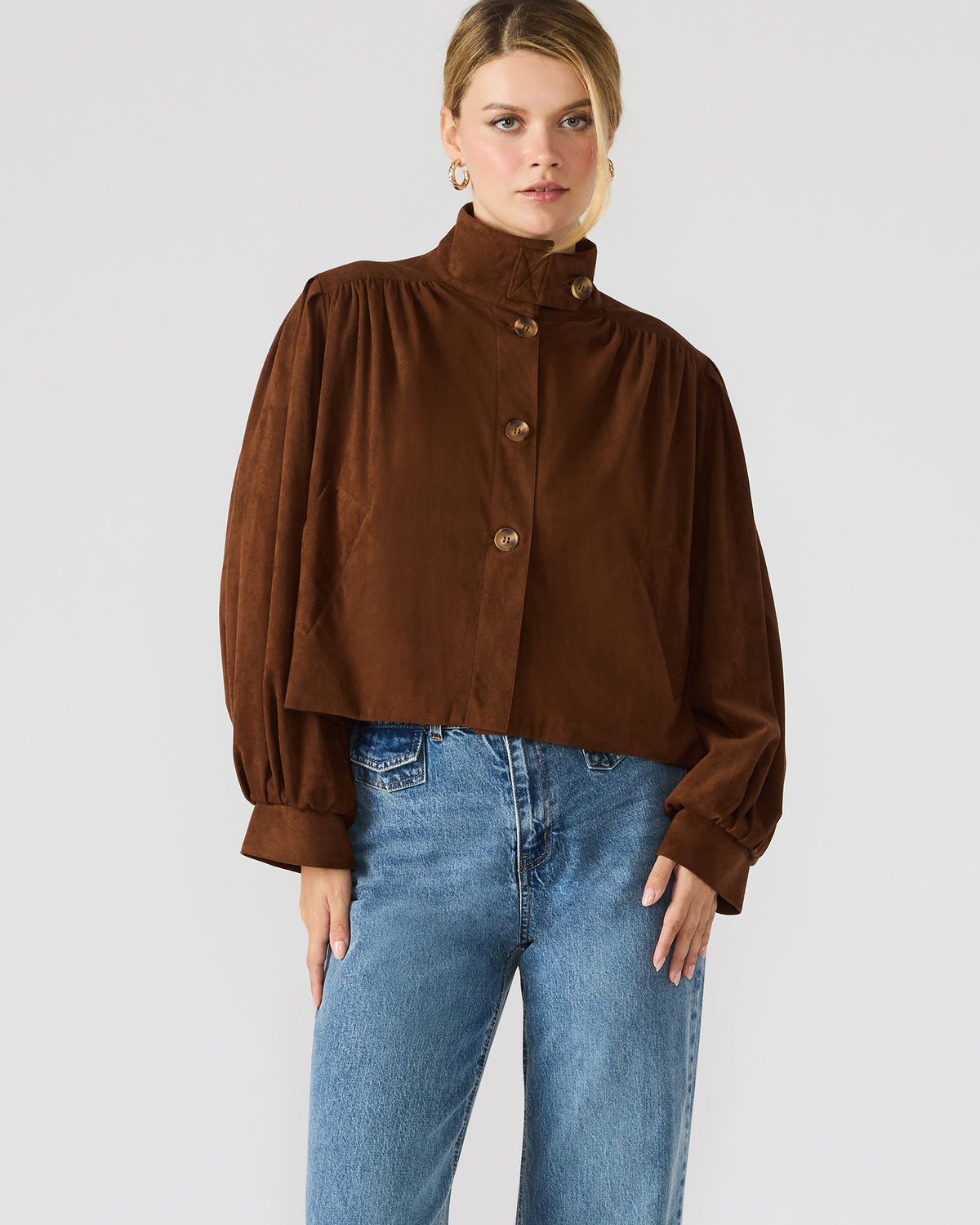 DIERDRA Chicory Coffee Long-Sleeved Button-Up Women's Jacket | Steve Madden