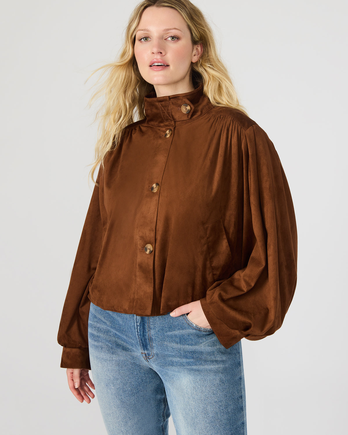 DIERDRA Chicory Coffee Long-Sleeved Button-Up Women's Jacket | Steve Madden
