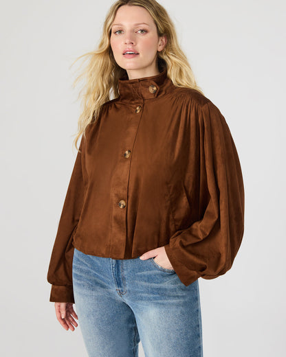 DIERDRA Chicory Coffee Long-Sleeved Button-Up Women's Jacket | Steve Madden