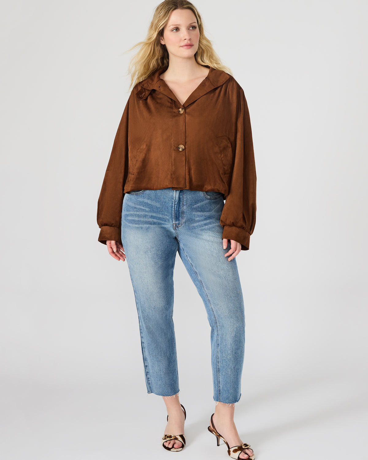 DIERDRA Chicory Coffee Long-Sleeved Button-Up Women's Jacket | Steve Madden