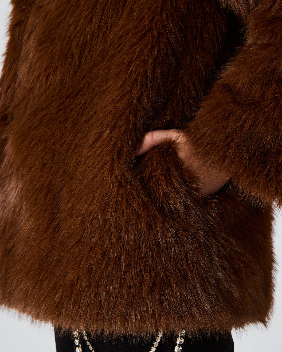 KINDRA Brown Faux Fur Collared Women's Coat | Steve Madden
