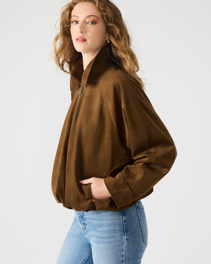 MACKEY Chestnut Long-Sleeved Zip-Up Women's Jacket | Steve Madden
