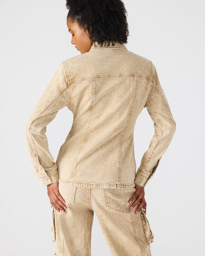 PARC Cafe Au Lait Long-Sleeved Button-Up Denim Women's Jacket | Steve Madden