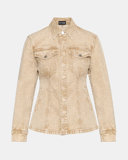 PARC Cafe Au Lait Long-Sleeved Button-Up Denim Women's Jacket | Steve Madden
