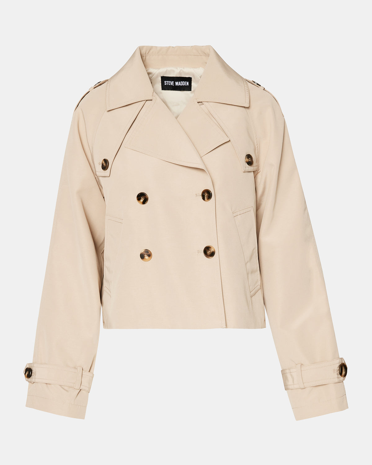 SIRUS Khaki Women's Cropped Denim Trench Coat | Steve Madden
