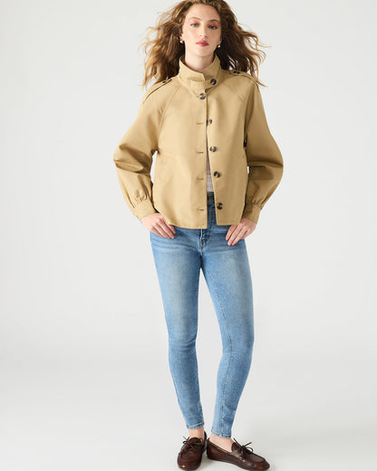 KAYLEE Medium Khaki Long-Sleeved Button-Up Women's Jacket | Steve Madden