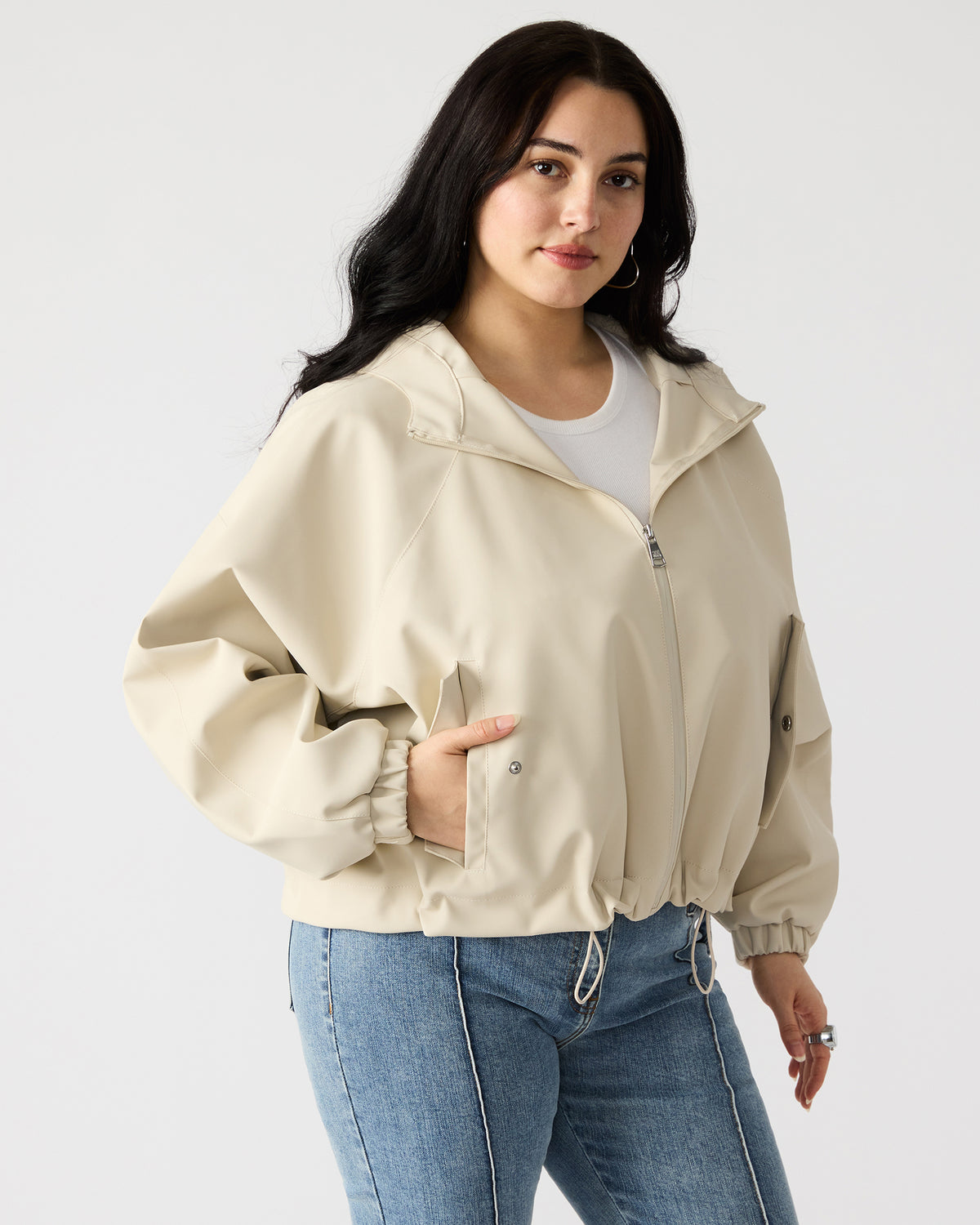 LUMI Bone Women's Faux Leather Hooded Jacket | Steve Madden