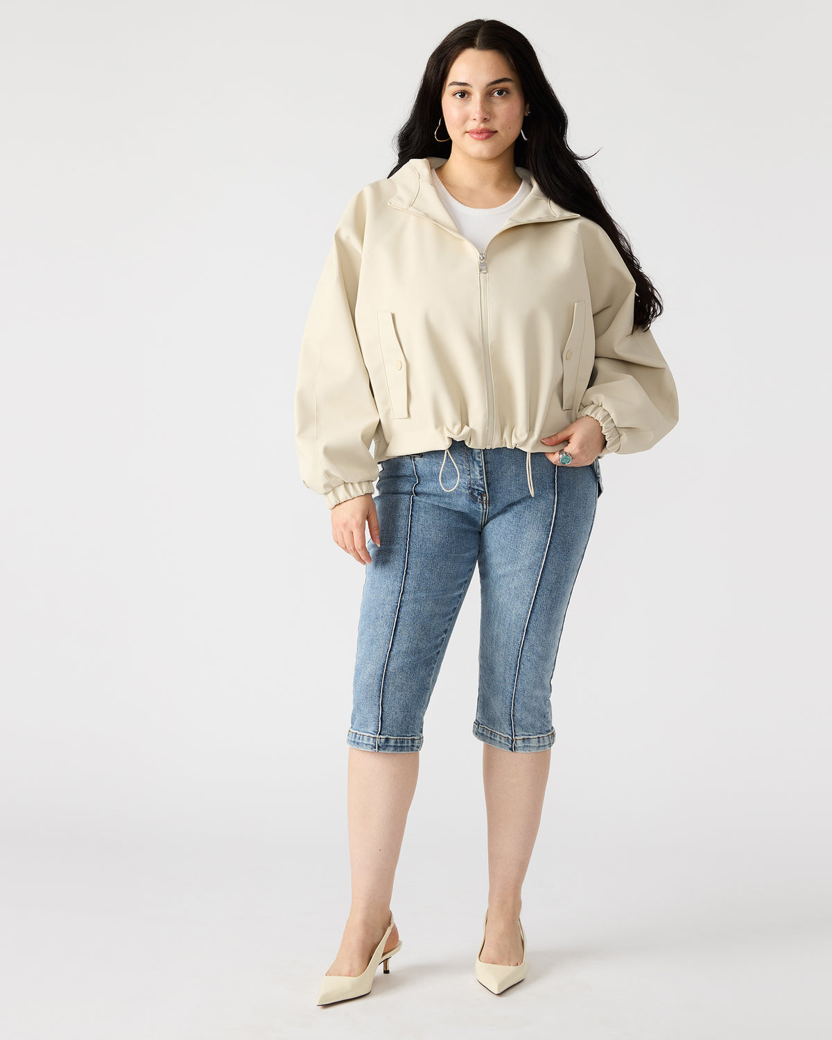 LUMI Bone Women's Faux Leather Hooded Jacket | Steve Madden