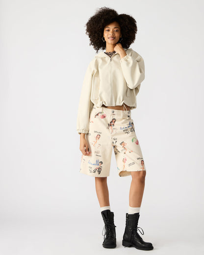 LUMI Bone Women's Faux Leather Hooded Jacket | Steve Madden