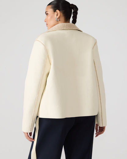 LIV Cream Button-Up Long-Sleeved Collared Women's Coat | Steve Madden