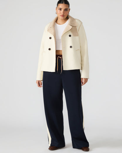 LIV Cream Button-Up Long-Sleeved Collared Women's Coat | Steve Madden