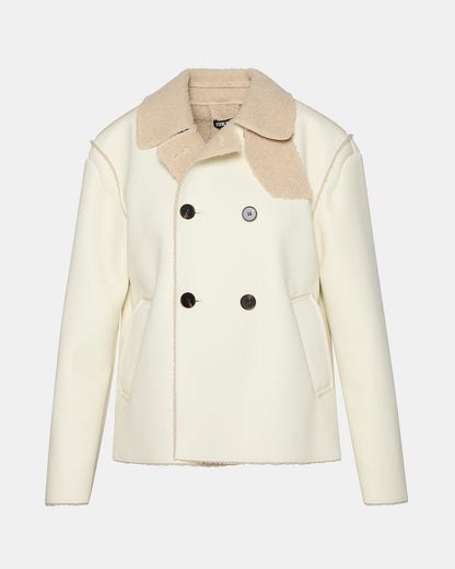 LIV Cream Button-Up Long-Sleeved Collared Women's Coat | Steve Madden