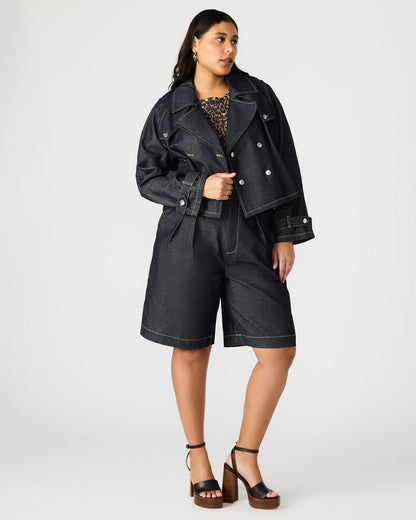 SIRUS Indigo Women's Cropped Denim Trench Coat | Steve Madden