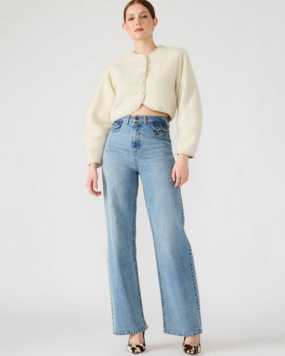 EMILI Cream Long-Sleeved Bubble Button-Up Women's Jacket | Steve Madden