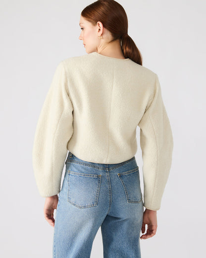 EMILI Cream Long-Sleeved Bubble Button-Up Women's Jacket | Steve Madden