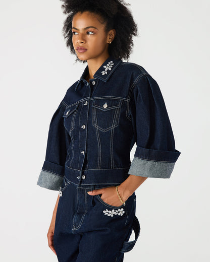 DOROTHY Bijou Blue Button-Up Denim Embellished Women's Jacket | Steve Madden