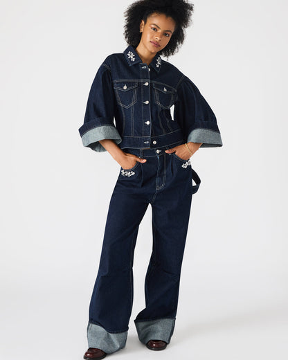 DOROTHY Bijou Blue Button-Up Denim Embellished Women's Jacket | Steve Madden