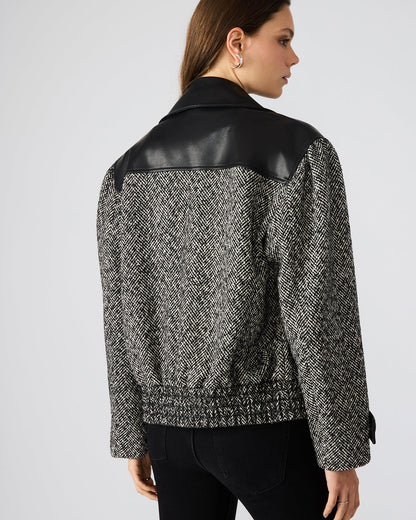 MERCEDES Black Multi Long-Sleeved Button-Up Faux Leather Women's Coat | Steve Madden