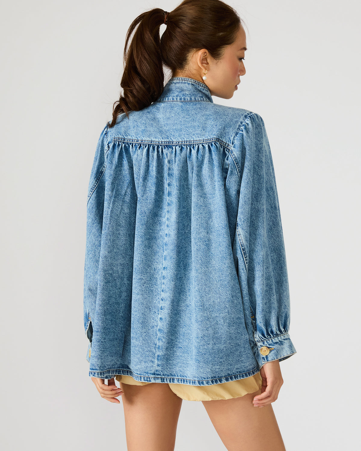 MARCELINE Denim Forever Blue Button-Up Long-Sleeved Women's Jacket | Steve Madden