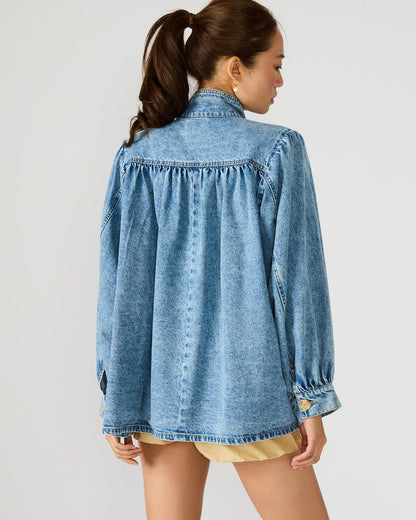 MARCELINE Denim Forever Blue Button-Up Long-Sleeved Women's Jacket | Steve Madden