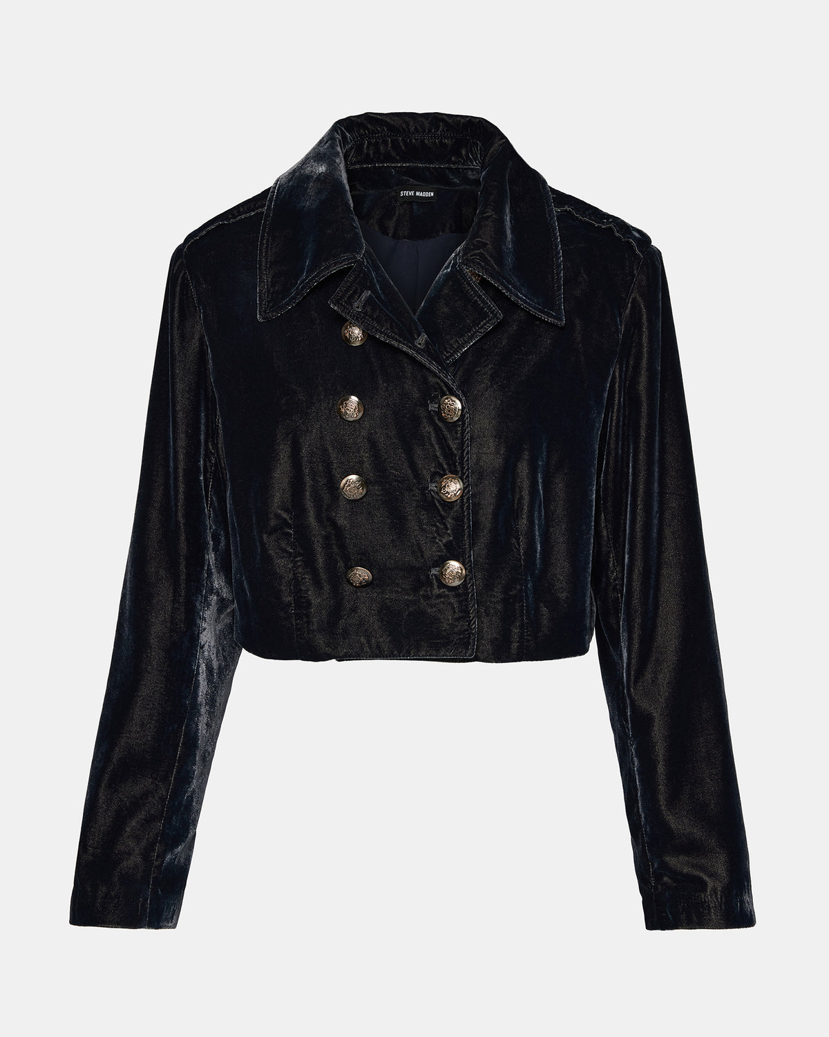 TONIA Indigo Haze Velvet Button-Up Long-Sleeved Women's Blazer Jacket | Steve Madden