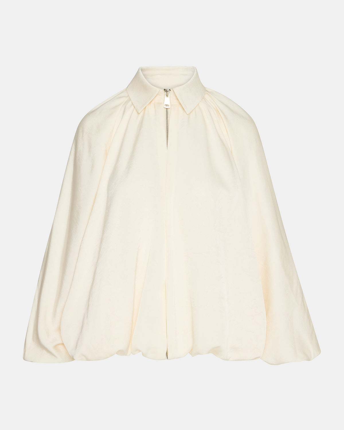 ASPEN Cream Long-Sleeved Zip-Up Puffed Bomber Women's Jacket | Steve Madden