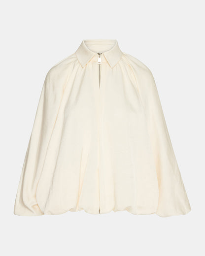 ASPEN Cream Long-Sleeved Zip-Up Puffed Bomber Women's Jacket | Steve Madden