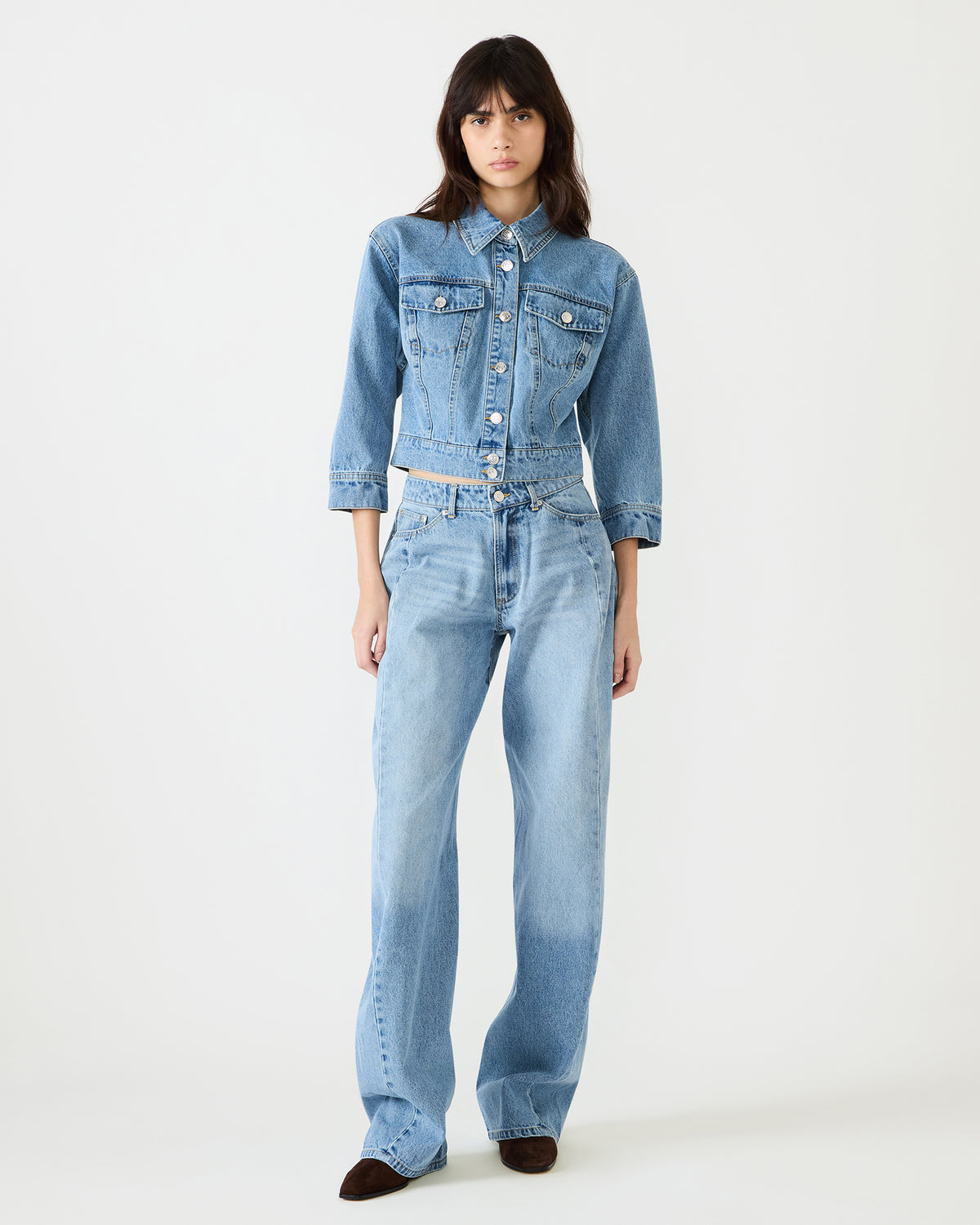 RALEIGH Forever Blue Long-Sleeved Button-Up Denim Women's Jacket | Steve Madden