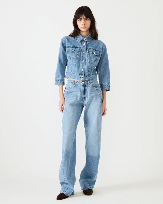 RALEIGH Forever Blue Long-Sleeved Button-Up Denim Women's Jacket | Steve Madden