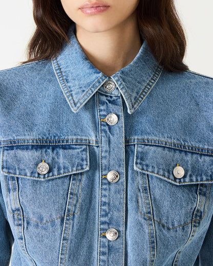 RALEIGH Forever Blue Long-Sleeved Button-Up Denim Women's Jacket | Steve Madden