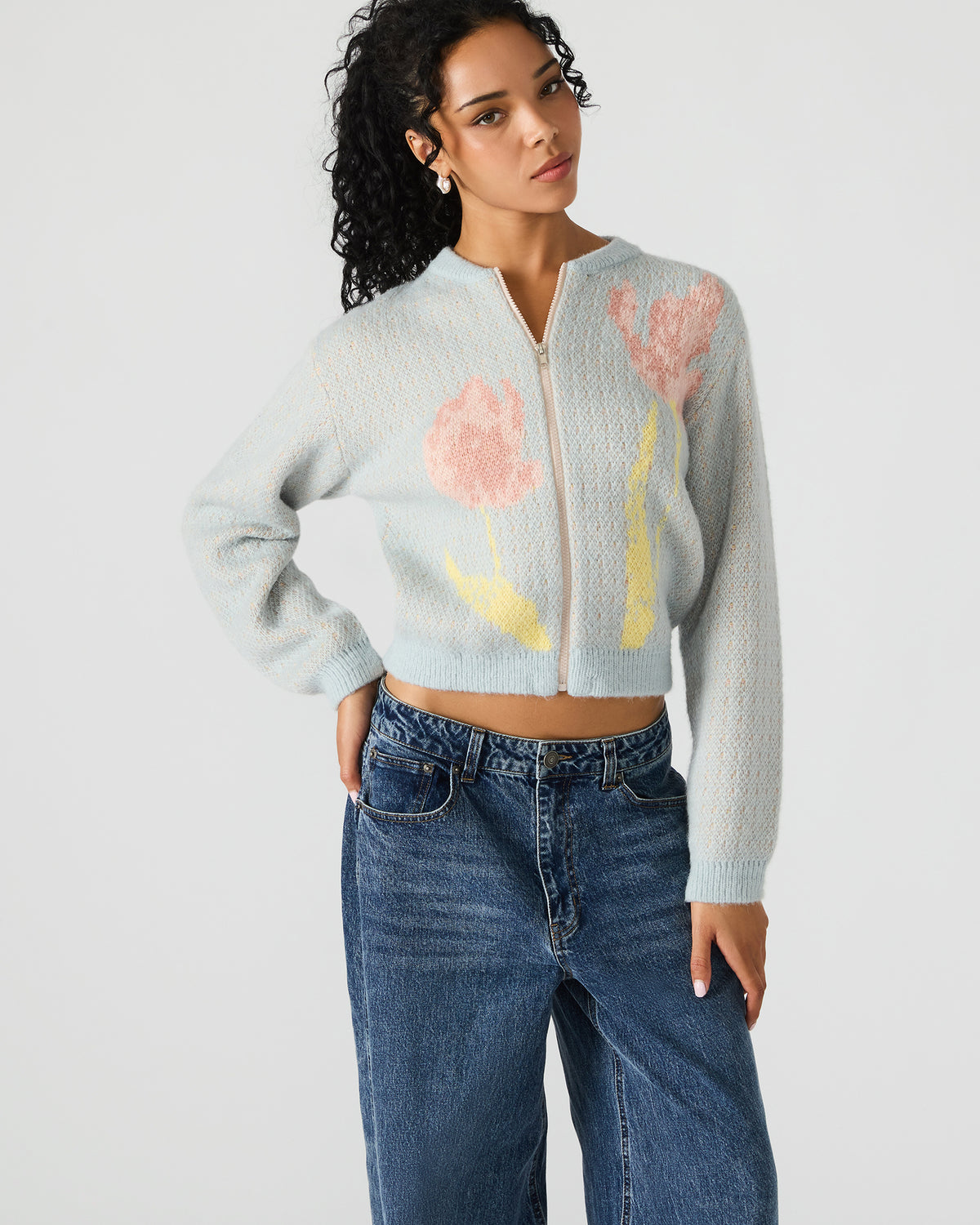 JENA Multi Long-Sleeved Zip-Up Women's Sweater Jacket | Steve Madden