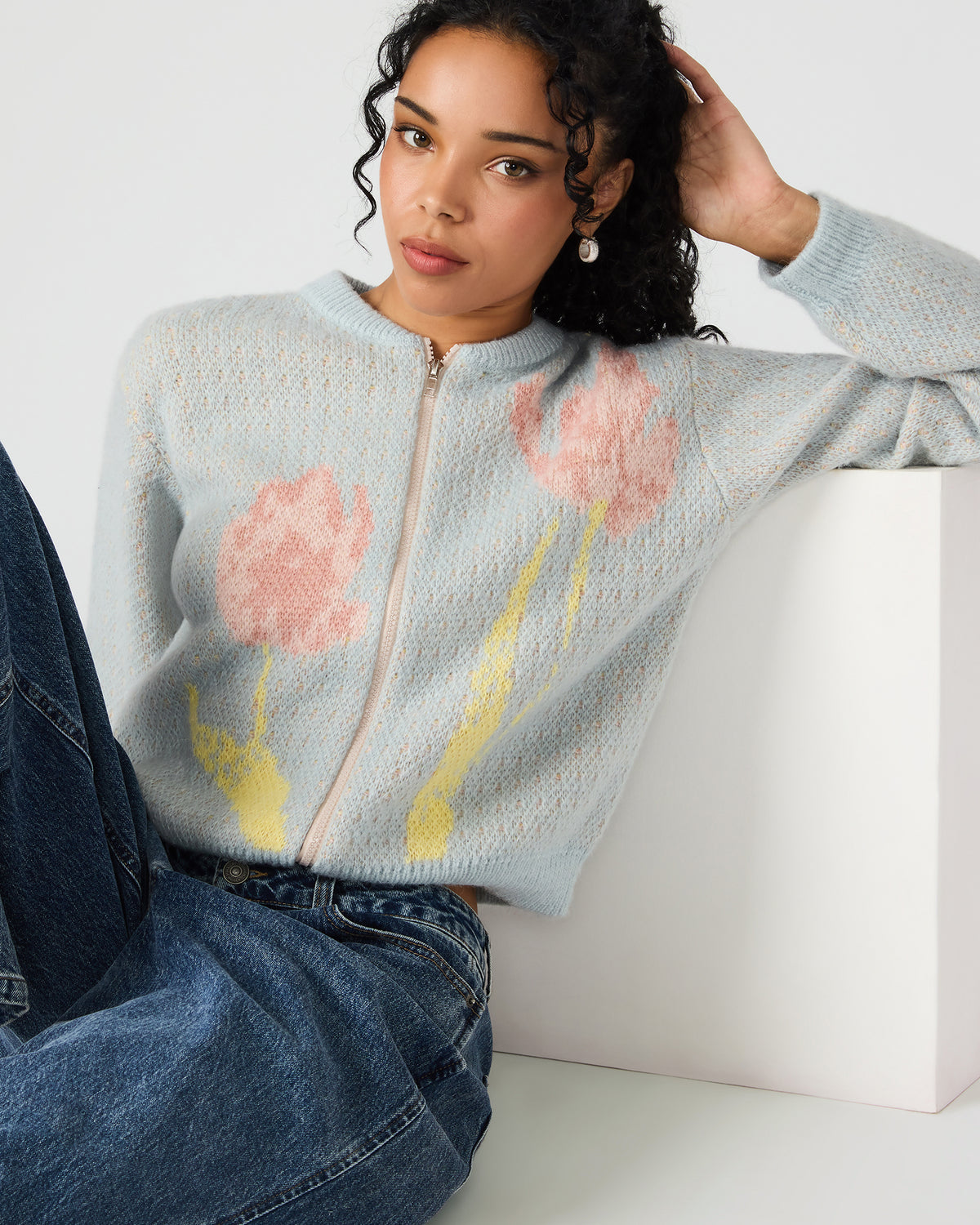 JENA Multi Long-Sleeved Zip-Up Women's Sweater Jacket | Steve Madden
