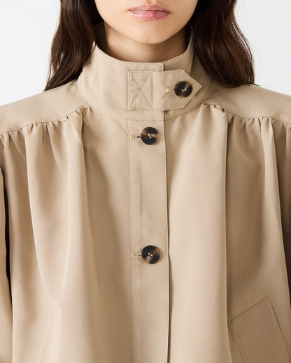 DEEDEE Tan Long-Sleeved Button-Up Collared Women's Jacket | Steve Madden