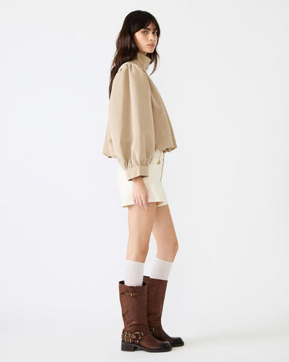 DEEDEE Tan Long-Sleeved Button-Up Collared Women's Jacket | Steve Madden