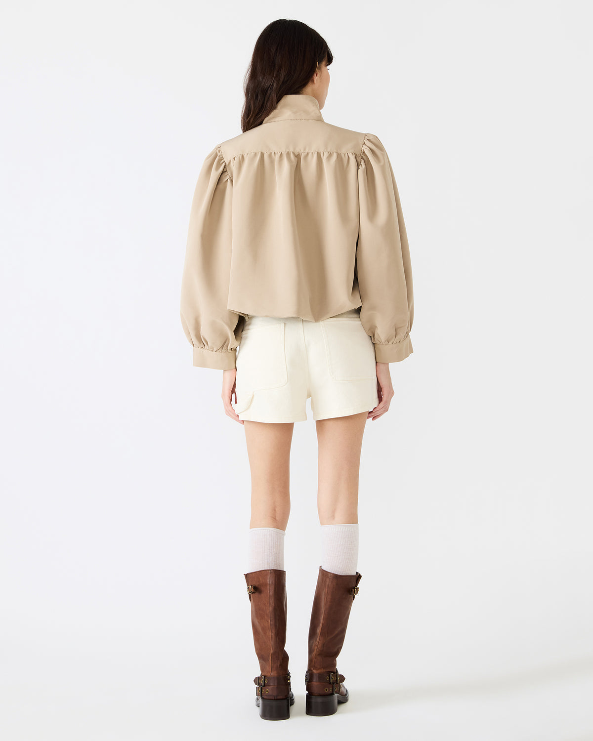 DEEDEE Tan Long-Sleeved Button-Up Collared Women's Jacket | Steve Madden