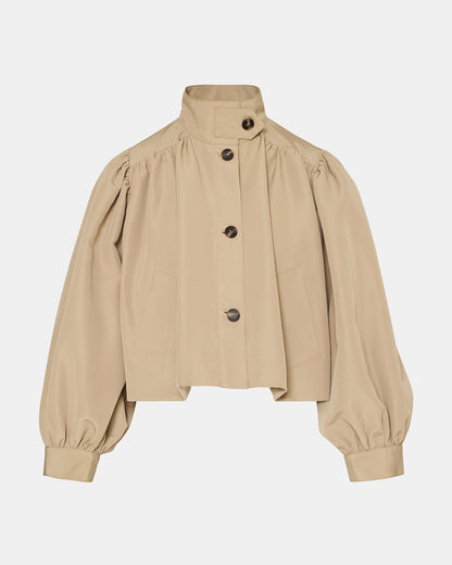 DEEDEE Tan Long-Sleeved Button-Up Collared Women's Jacket | Steve Madden