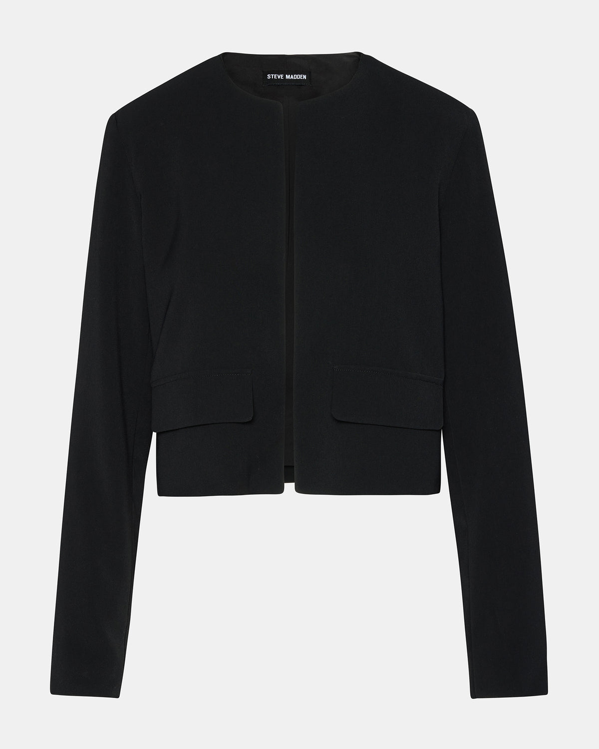SERENEA Black Women's Long-Sleeved Open-Front Blazer | Steve Madden