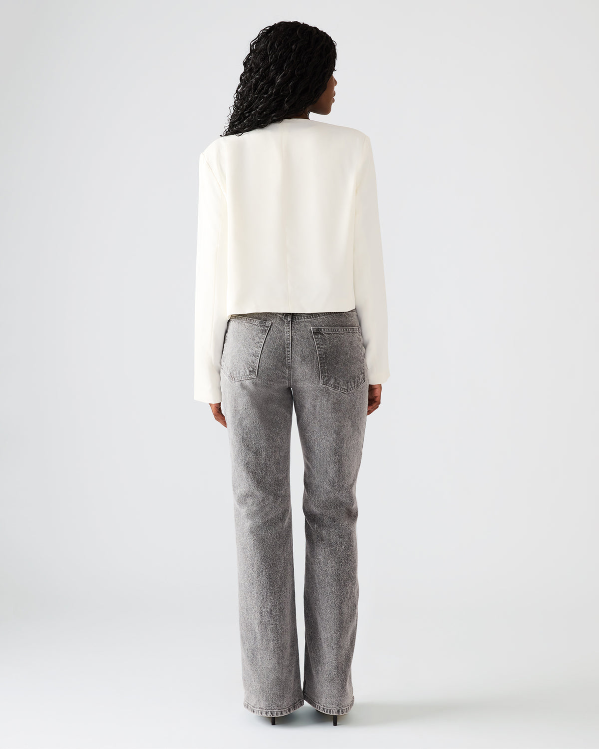 SERENEA White Women's Long-Sleeved Open-Front Blazer | Steve Madden