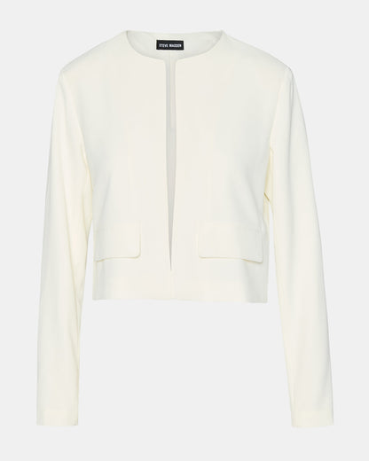 SERENEA White Women's Long-Sleeved Open-Front Blazer | Steve Madden