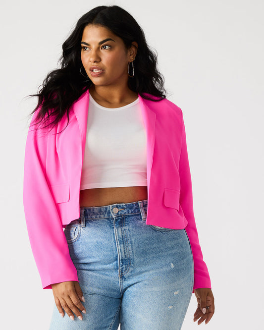 SERENEA Hot Pink Women's Long-Sleeved Open-Front Blazer | Steve Madden