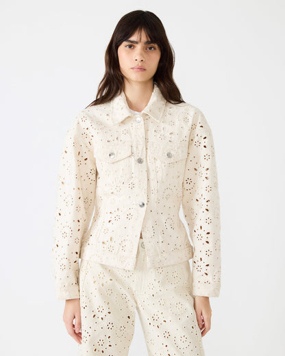 HENRIETTA Sea Mist Long-Sleeved Button-Up Eyelet Women's Jacket | Steve Madden