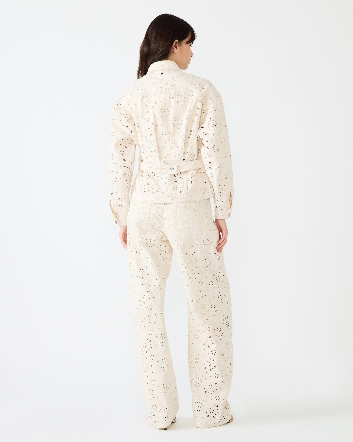 HENRIETTA Sea Mist Long-Sleeved Button-Up Eyelet Women's Jacket | Steve Madden