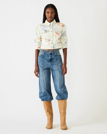 RALEIGH Vintage Ivory Long-Sleeved Button-Up Denim Women's Jacket | Steve Madden