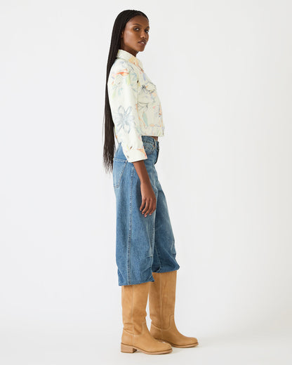 RALEIGH Vintage Ivory Long-Sleeved Button-Up Denim Women's Jacket | Steve Madden
