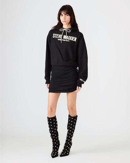 SM Black Logo Long-Sleeved Women's Hoodie | Steve Madden