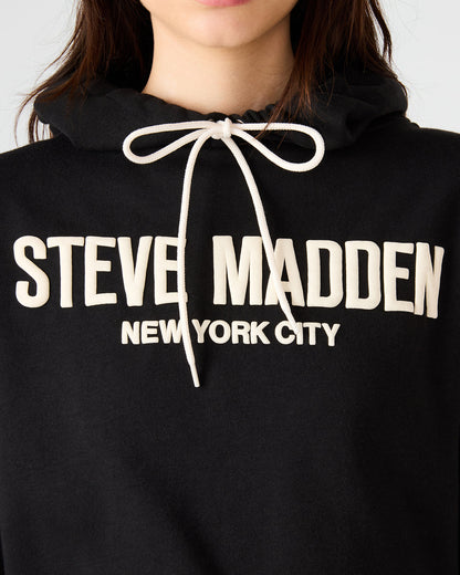 SM Black Logo Long-Sleeved Women's Hoodie | Steve Madden
