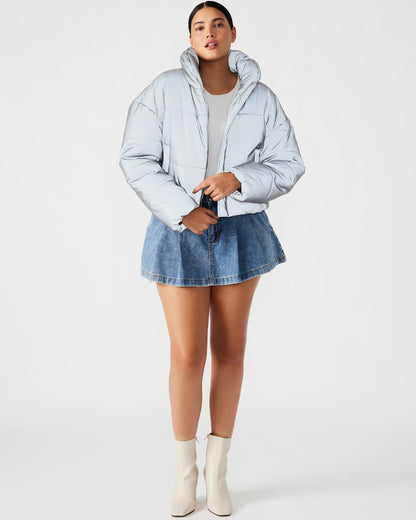 POLAR Jacket Silver | Women's Reflective Nylon Puffer Jacket | Steve Madden